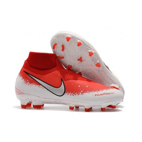 Nike Phantom Vision Elite DF FG Tacos de Futbol - Rojo Blanco