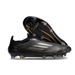 Tacos de Futbol adidas F50 Elite Laceless FG Negro Hierro Met Dorado Met