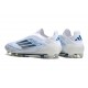 Tacos de Futbol adidas F50 Elite Laceless FG Blanco Azul