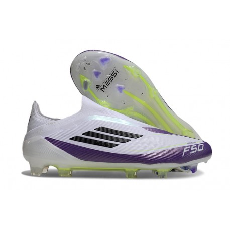 adidas F50 Elite Laceless FG X Messi Ftwr Blanco Negro Morado Unity