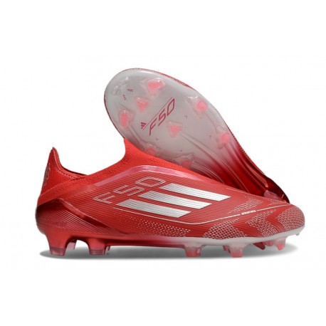 Tacos de Futbol adidas F50 Elite Laceless FG Rojo Plata