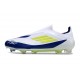 Tacos adidas F50 Elite Laceless FG Blanco Amarillo Solar Azul Lúcido