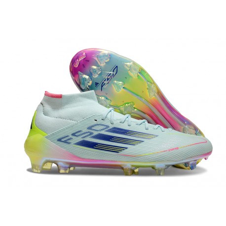 Bota adidas F50 Elite Mid FG Casi Azul Azul Semilúcido Semi Amarillo Solar