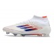 Bota adidas F50 Elite Mid FG Blanco Rojo Solar Azul Lúcido