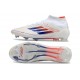 Bota adidas F50 Elite Mid FG Blanco Rojo Solar Azul Lúcido