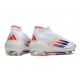 Bota adidas F50 Elite Mid FG Blanco Rojo Solar Azul Lúcido