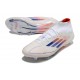 Bota adidas F50 Elite Mid FG Blanco Rojo Solar Azul Lúcido