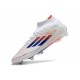Bota adidas F50 Elite Mid FG Blanco Rojo Solar Azul Lúcido