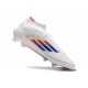 Bota adidas F50 Elite Mid FG Blanco Rojo Solar Azul Lúcido
