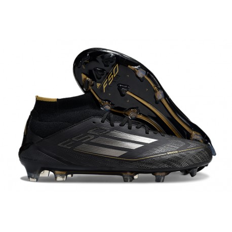 Bota adidas F50 Elite Mid FG Negro Hierro Met Dorado Met