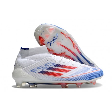 Bota adidas F50 Elite Mid FG Ftwr Blanco Rojo Azul Lúcido