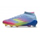 Bota adidas F50 Elite Mid FG Azul Fusion Limón Lúcido Rosa Lúcido