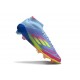 Bota adidas F50 Elite Mid FG Azul Fusion Limón Lúcido Rosa Lúcido