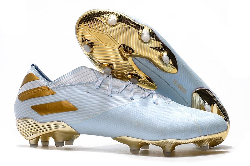 Zapatos de Fútbol adidas Nemeziz 19.1 FG - Agua Dorado metalizado Blanco