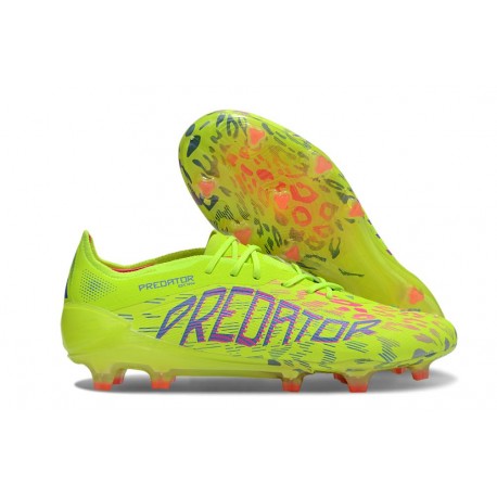 Zapatos Adidas Predator Elite FG Limón Lúcido Rosa Lúcido Azul Fusion