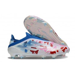 Tacos de Futbol adidas F50 Elite Laceless FG Blanco Rosa Azul