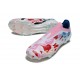 Tacos de Futbol adidas F50 Elite Laceless FG Blanco Rosa Azul