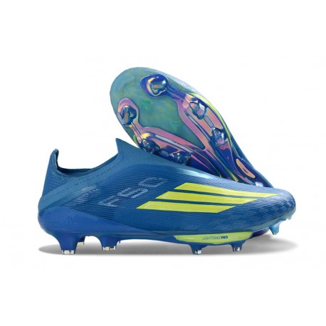 adidas F50+ Elite Sin Cordones FG MESSI Azul Royal Amarillo Solar Semi Azul Burst
