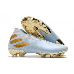 Zapatillas de Futbol adidas Nemeziz 19+ FG Agua/Dorado metalizado /Blanco