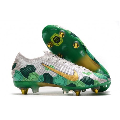 Nike Mercurial Vapor XIII Elite SG-Pro AC Mbappe Gris Dorado Verde