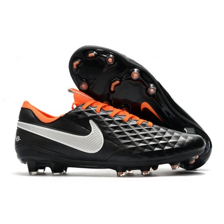 Nike Tiempo Legend 8 Elite FG Botas de Fútbol Negro Naranja Blanco