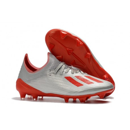 Botas de Fútbol adidas X 19.1 FG - Plata Rojo