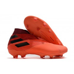 Zapatillas de Futbol adidas Nemeziz 19+ FG Signal Coral Negro Rojo Gloria