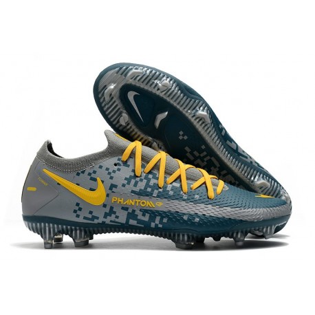 Nike Phantom GT Elite FG Botas de fútbol para terreno Azul Gris Amarillo