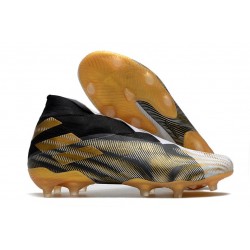 Zapatillas de Futbol adidas Nemeziz 19+ FG Blanco Dorado Metalizado Negro