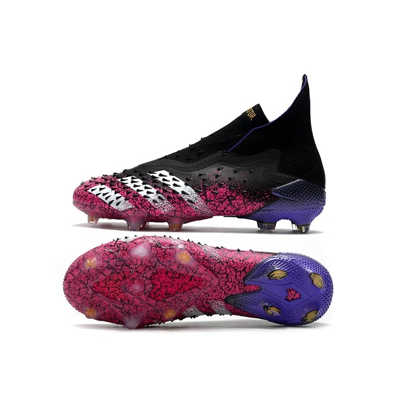 Botas de Fútbol adidas Predator Freak FG Negro Blanco Rosa