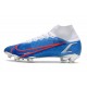 Nike Bota Mercurial Superfly 8 Elite FG Azul Blanco Rojo