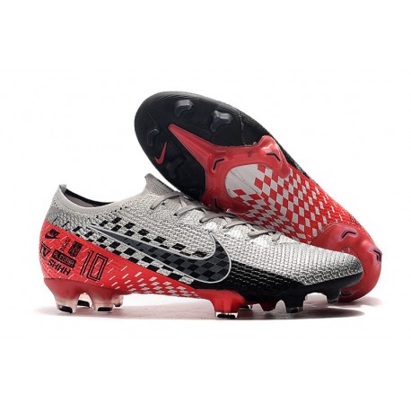 Botas de Fútbol Nike Mercurial Vapor XIII Elite FG Neymar Cromado Negro Rojo