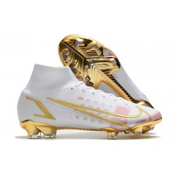 Nike Bota Mercurial Superfly 8 Elite FG Blanco Oro Rosa