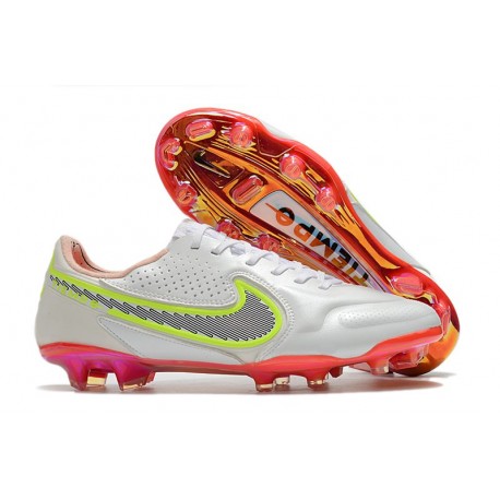 Nike Botas Hombre Tiempo Legend 9 Elite FG Blanco Negro Carmesí Rosa