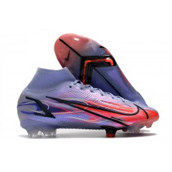 Nike Bota Mercurial Superfly 8 Elite FG Mbappe Lila Claro Plateado Metalizado