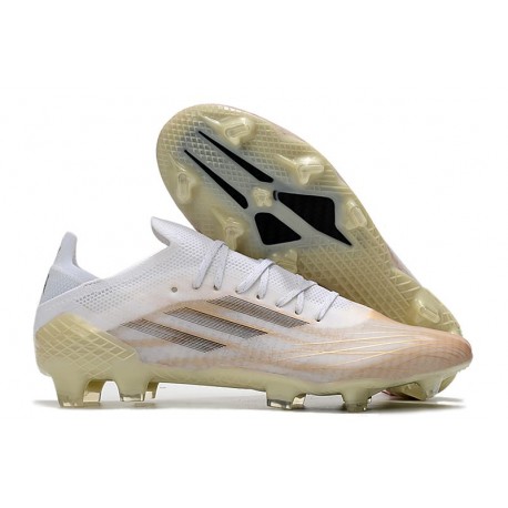 Botas fútbol Adidas X Speedflow.1 FG Blanco Negro Dorado Metalizado Jaspeado