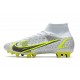 Nike Mercurial Superfly 8 Elite AG Blanco Negro Metálico Plateado