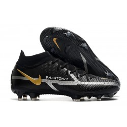 Bota Nike Phantom GT II Elite DF FG Negro Gris Metálico Dorado Metalizado