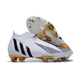 Tacos de Futbol adidas Predator Edge+ FG Blanco Negro Oro