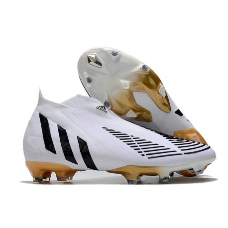 Tacos de Futbol adidas Predator Edge+ FG Blanco Negro Oro