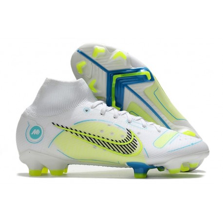 Nike Mercurial Superfly VIII Elite DF FG Blanco Amarillo Azul