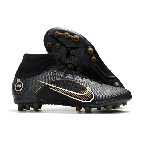 Nike Mercurial Superfly 8 Elite AG Negro Dorado Metalizado Plateado Metalizado