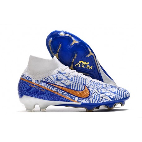 Nike Zoom Mercurial Superfly IX Elite FG Blanco Azul Oro