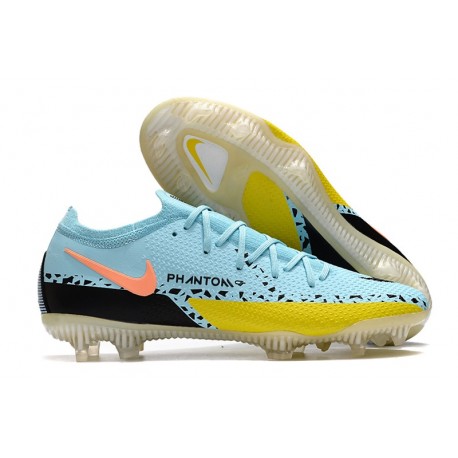 Bota Nike Phantom GT2 Elite FG Hielo Glaciar Negro Amarillo Strike