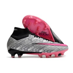 Nike Zoom Mercurial Superfly 9 Elite FG Plateado Metalizado Rosa Negro