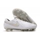 Nike Tiempo Legend 8 Elite FG Botas de Fútbol Blanco Plata