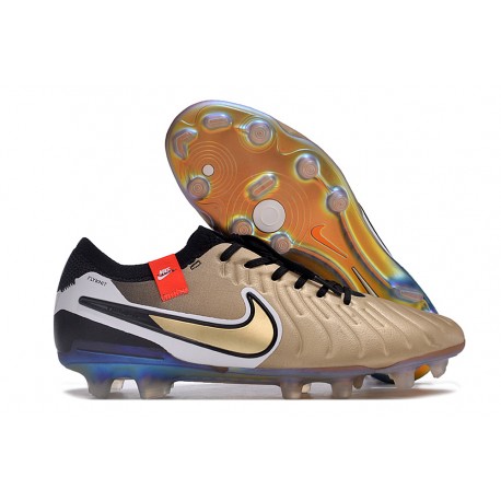 Botas de fútbol Nike Tiempo Legend 10 Elite FG Future Heritage Seda Dorada Metálica Moneda Negro