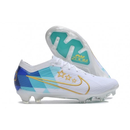 Bota Nike Zoom Mercurial Vapor 15 Elite FG Blanco Azul Oro